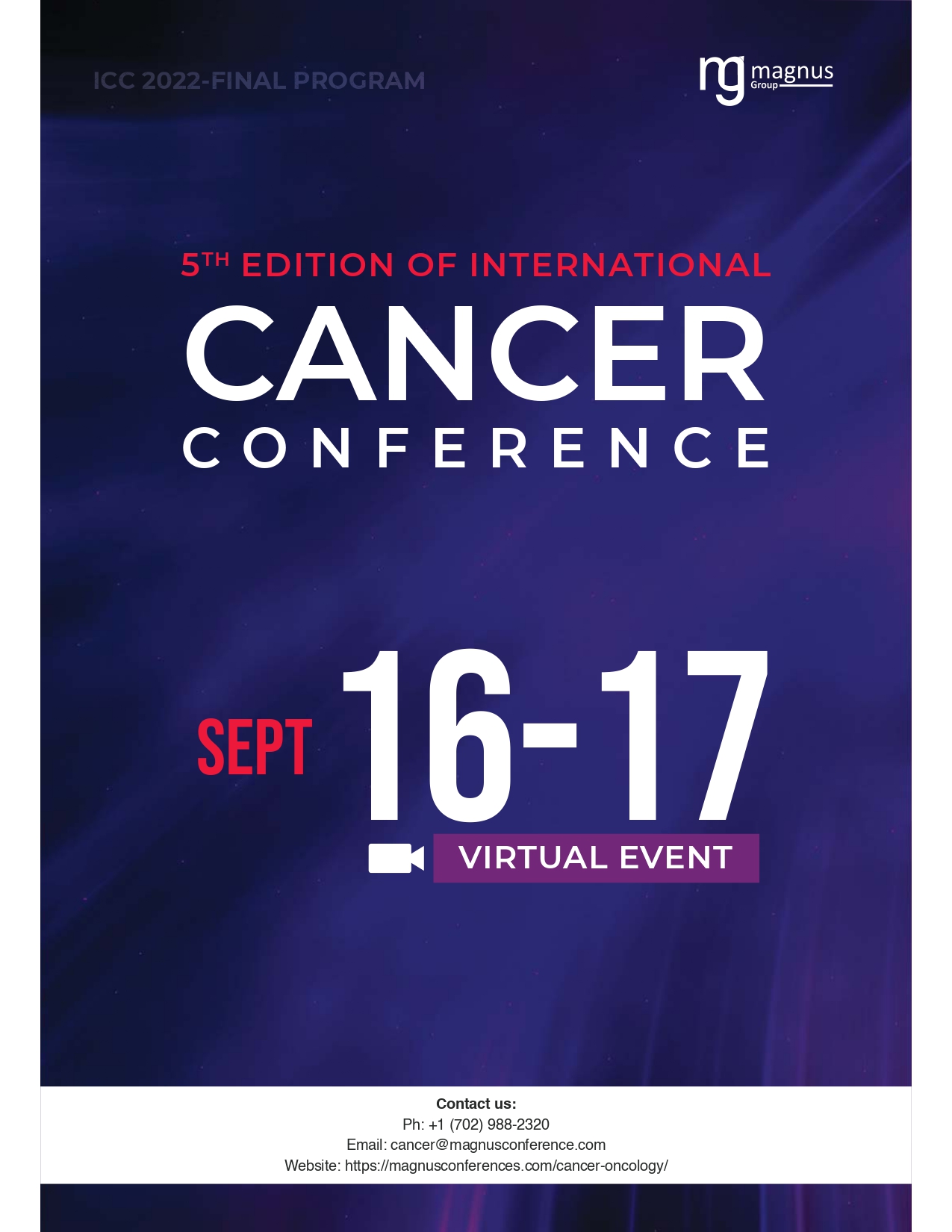 5th Edition of International Cancer Conference | Singapore Program